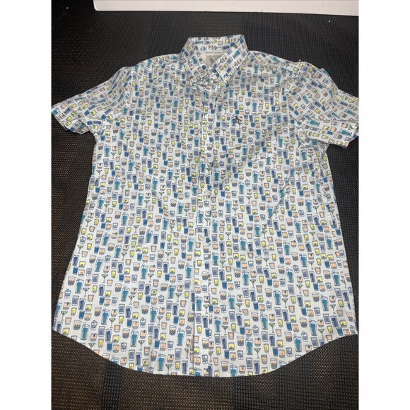 Original Penguin Men's Ballad Blue Regular-Fit Drink-Print Shirt,‎ Medium - Picture 1 of 6